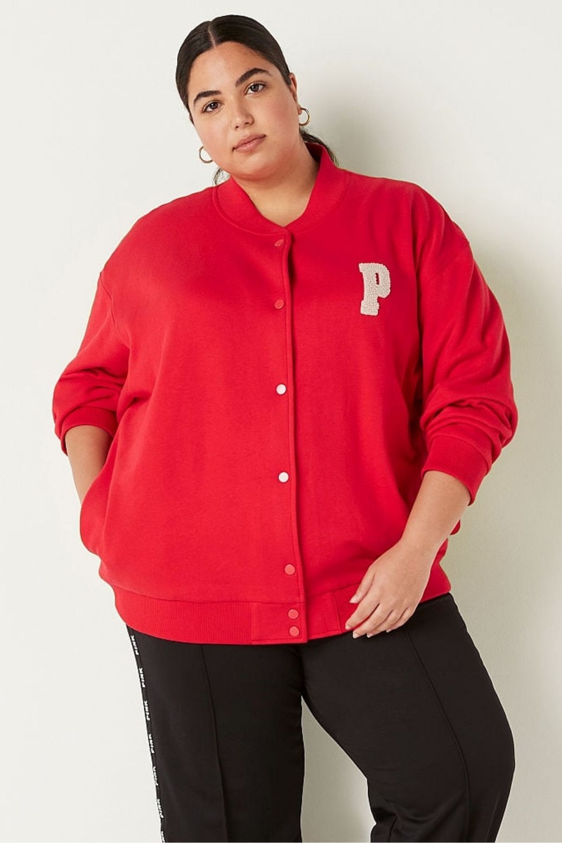 Red Pepper Victoria's Secret Fleece Varsity Jacket | HGO-517460