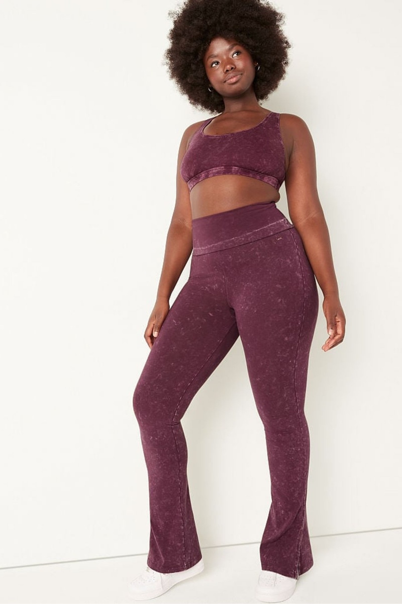 Rich Maroon Red Victoria's Secret Foldover Flare Legging | KHD-218459