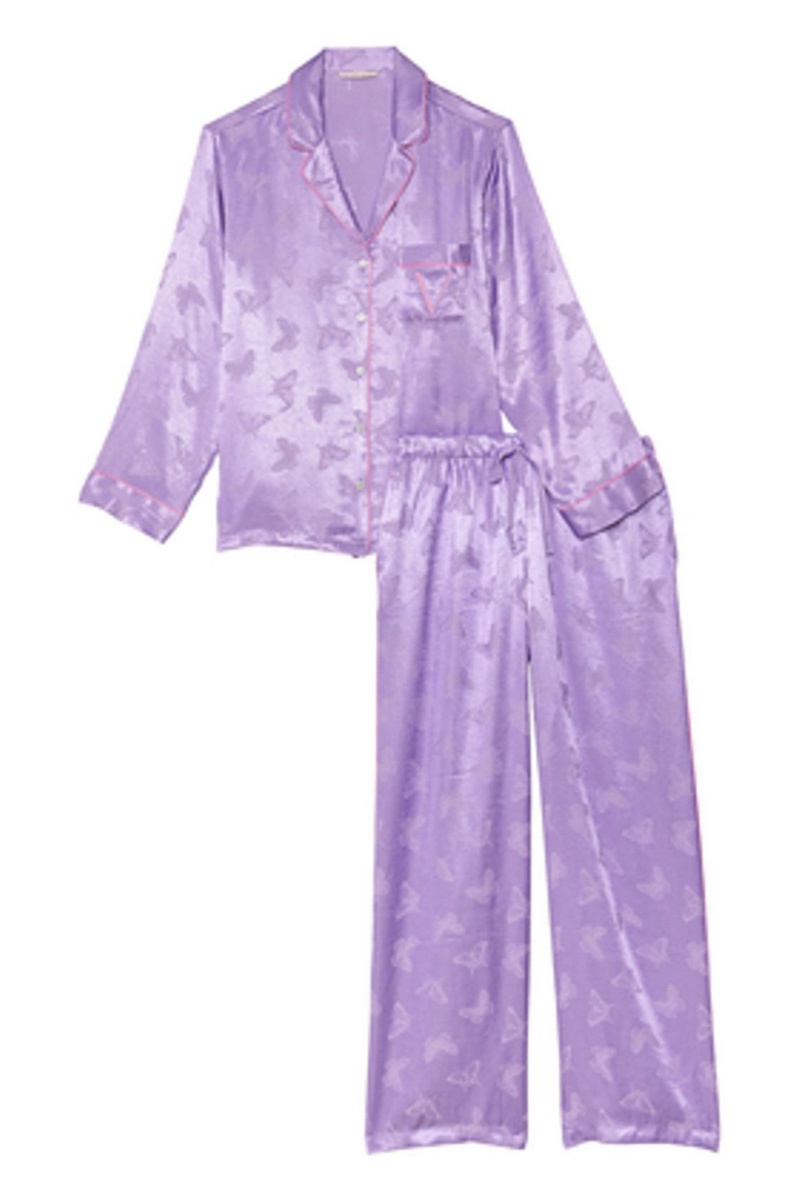 Secret Crush Butterflies Victoria's Secret Satin Long Pyjama Set | CNU-412503