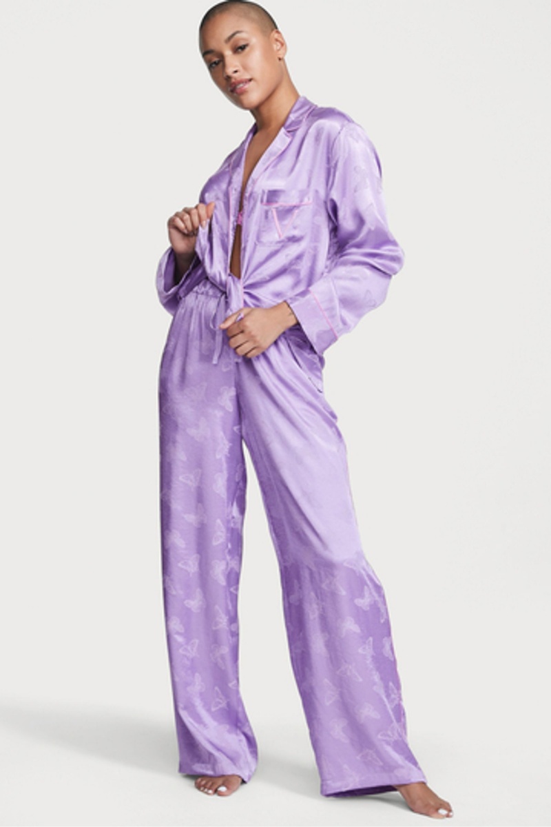 Secret Crush Butterflies Victoria\'s Secret Satin Long Pyjama Set | CNU-412503