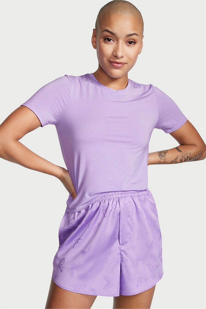 Secret Crush Purple Victoria\'s Secret Modal and Satin Short Pyjamas | ENK-403529