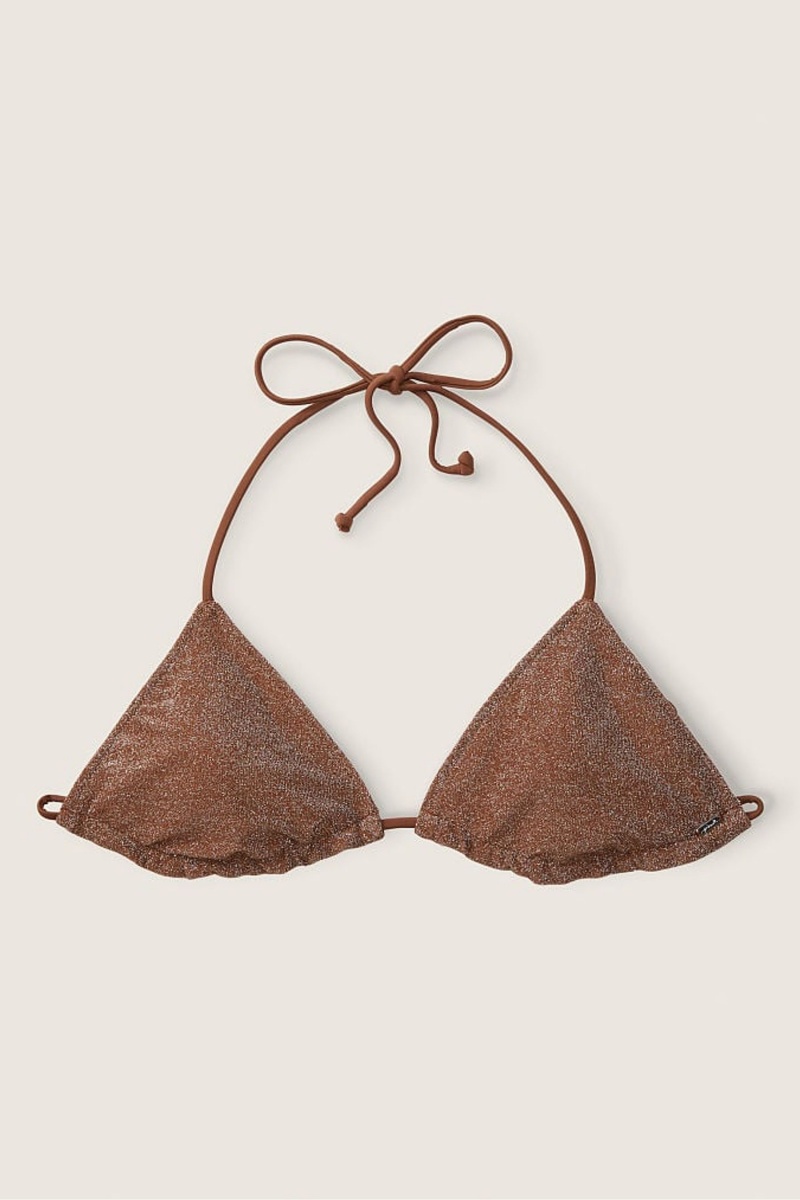 Soft Cappuccino Brown Victoria's Secret Shimmer Push Up Bikini Top | DXE-839127