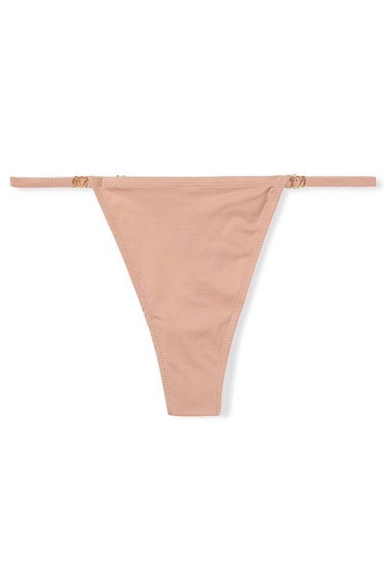 Sweet Nougat Nude Victoria's Secret Love Cloud Smooth Thong Knickers | BIE-409518