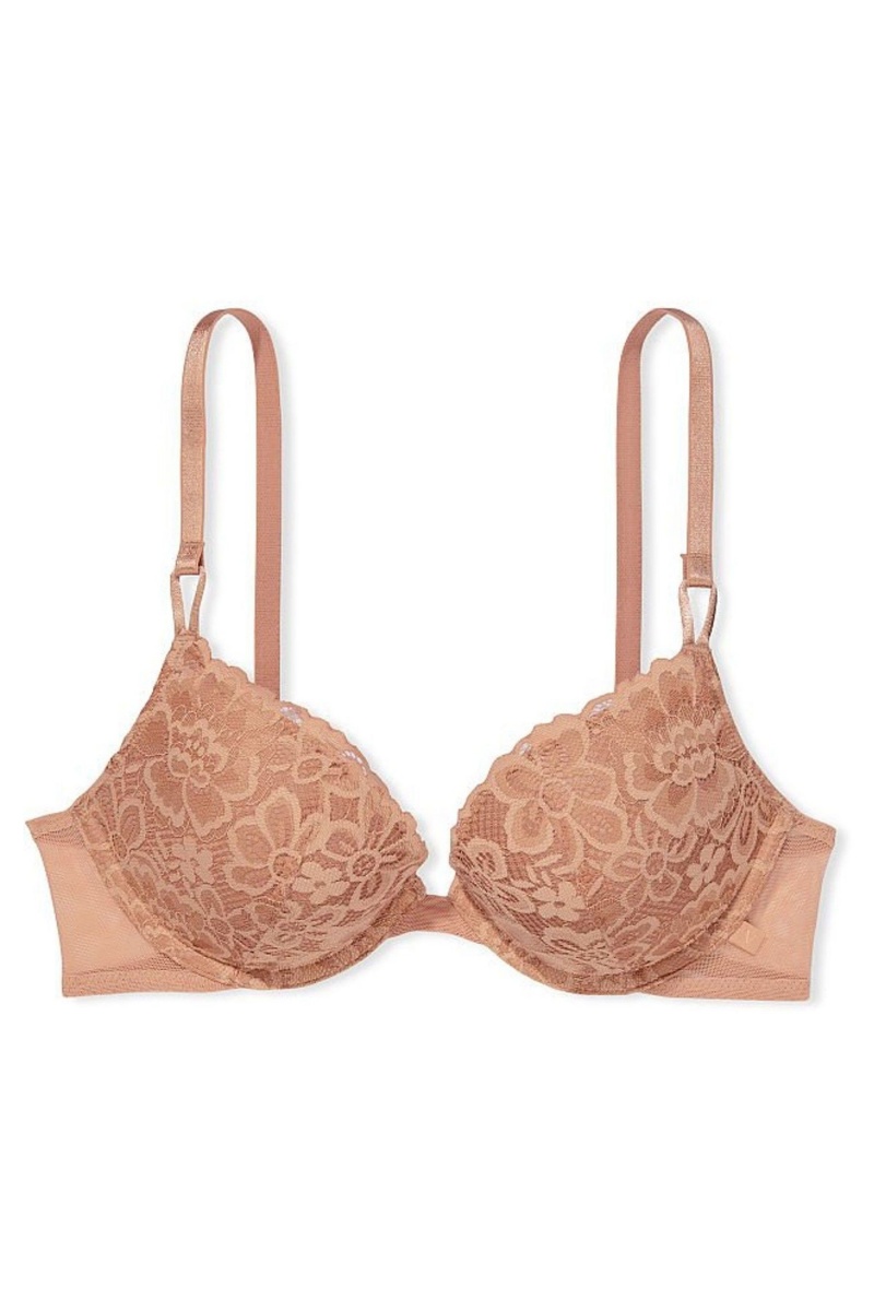 Sweet Praline Nude Victoria's Secret Sexy Tee Lace T-Shirt Push Up Bra | EAJ-708431