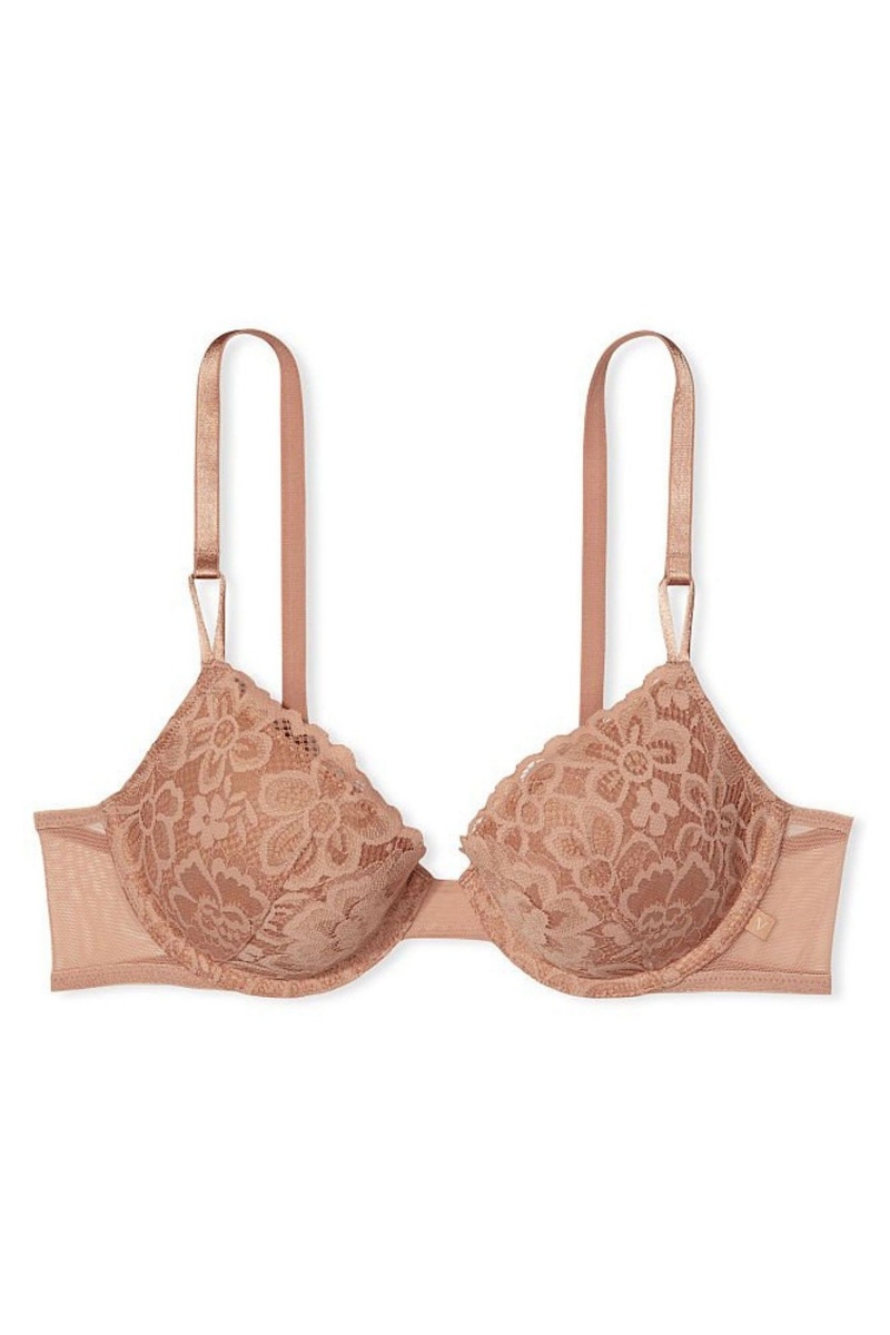 Sweet Praline Nude Victoria's Secret The T-Shirt Lace Lightly Lined T-Shirt Bra | KOS-934672