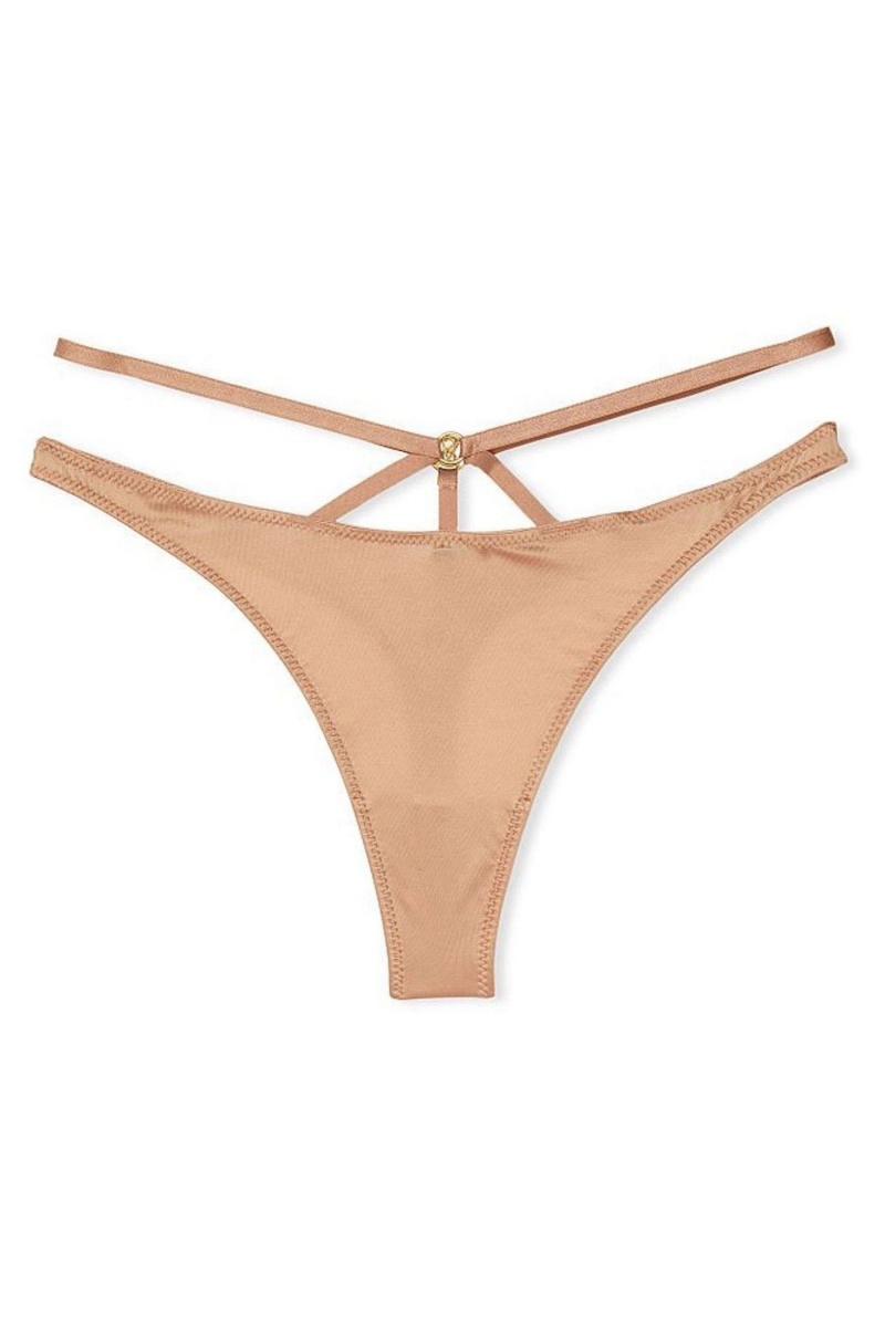 Sweet Praline Nude Victoria's Secret Very Sexy Strappy Thong Knickers | PGY-421968