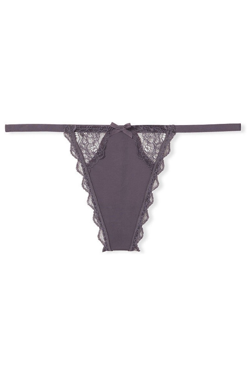 Tornado Grey Victoria's Secret Dream Angels Lace Knickers | RVW-291765