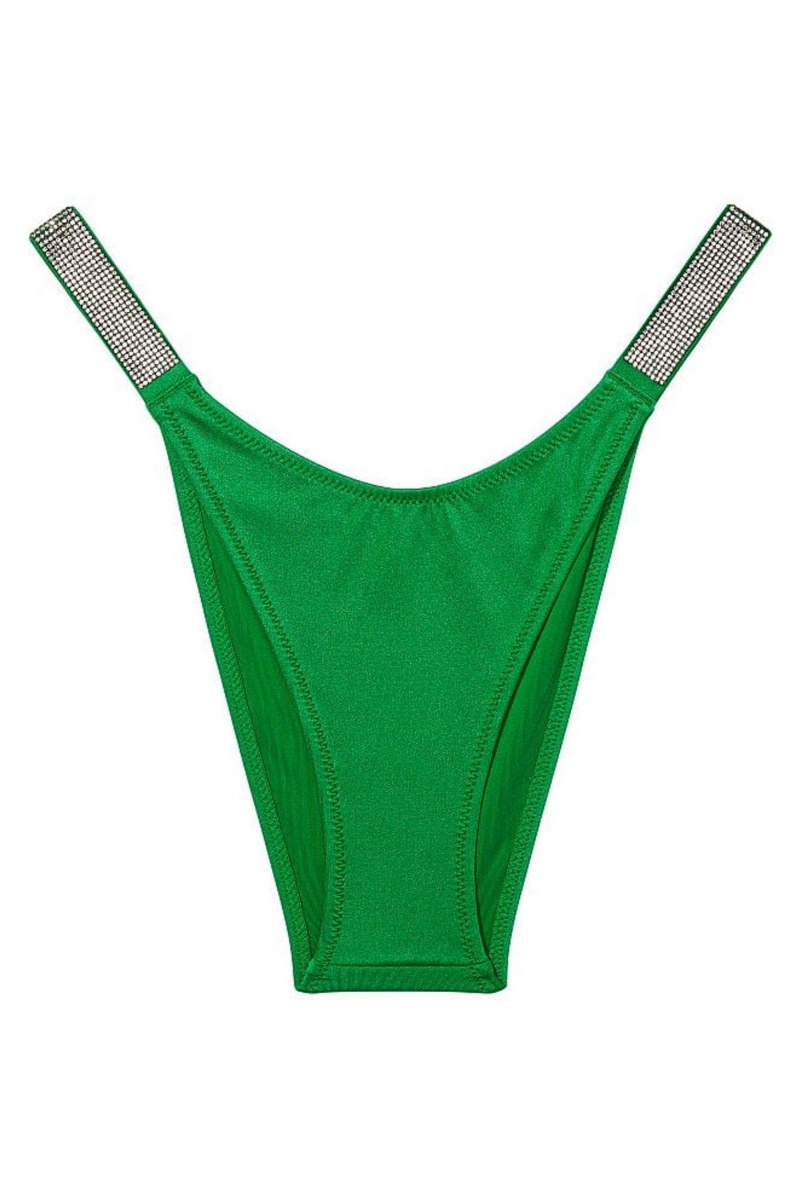 Verdant Green Victoria's Secret Shine Strap Swim Bikini Bottom | CVR-079163