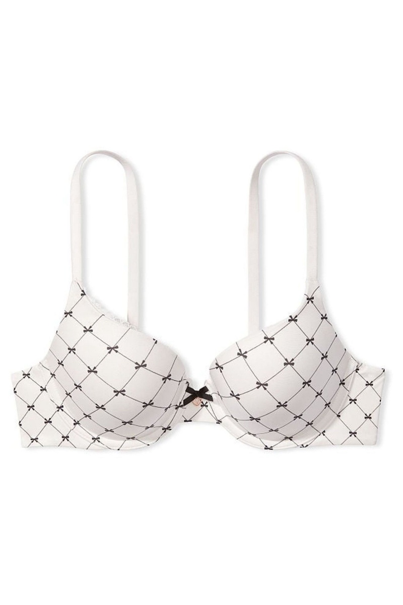 White Classic Bow Victoria's Secret Body by Victoria Smooth Full Cup Push Up Bra | VNF-782140