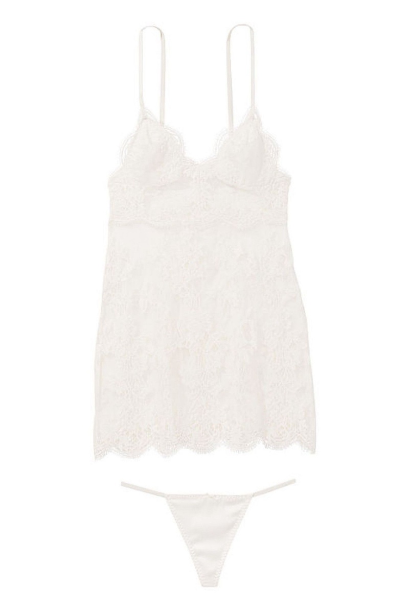 White Victoria's Secret Sheer Lace Slip | JUC-460582