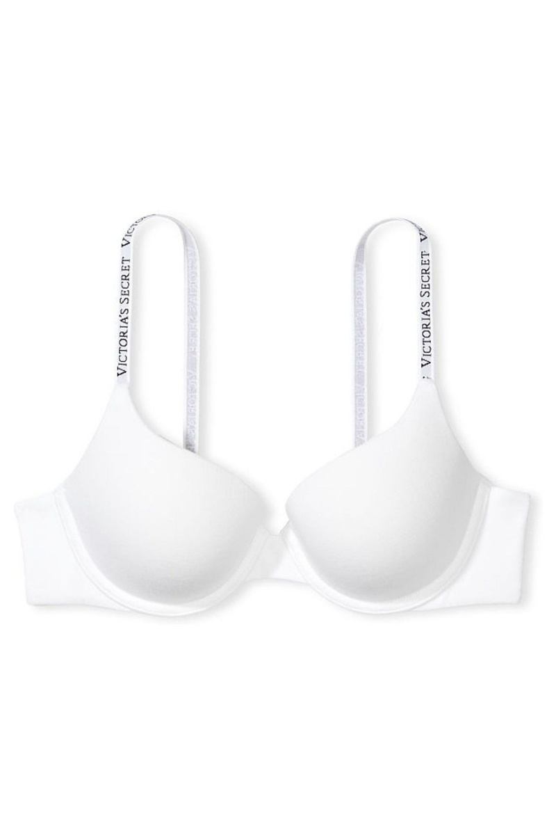 White Victoria's Secret The T-Shirt Full Coverage Push Up Logo Bra | VFD-302854