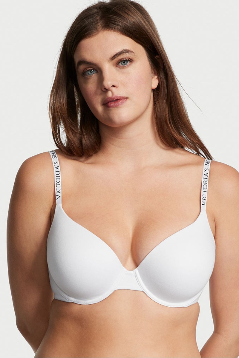 White Victoria's Secret The T-Shirt Lightly Lined Demi Logo Bra | QYO-758621