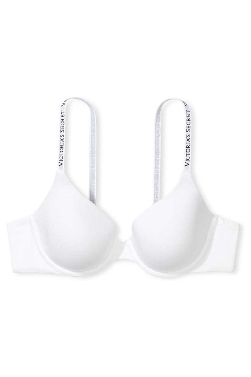 White Victoria's Secret The T-Shirt Push Up Logo Strap Bra | BDT-783092