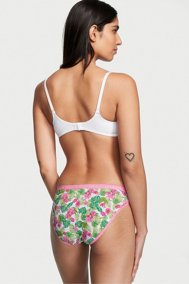 Whtie Tropical Oasis Victoria's Secret Stretch Cotton Cotton Bikini Knickers | ABQ-520164