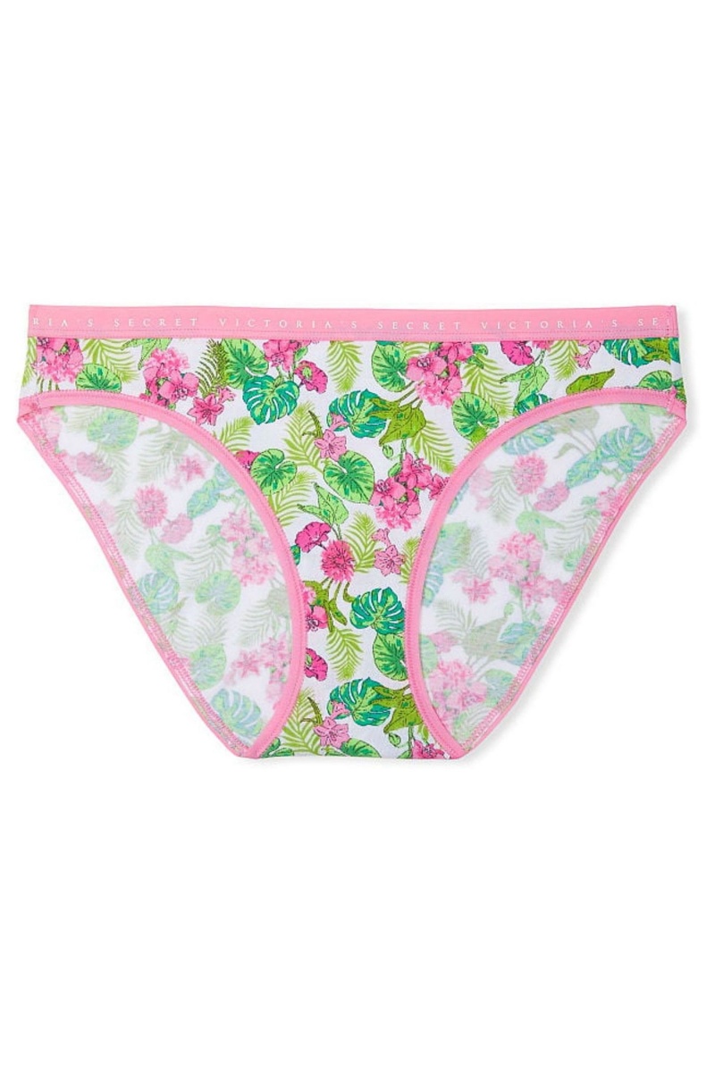 Whtie Tropical Oasis Victoria's Secret Stretch Cotton Cotton Bikini Knickers | ABQ-520164